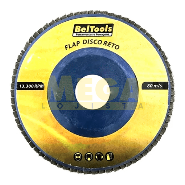 DISCO DE DESBASTE FLAP PLANO PARA METAL 7" X 1/4" X 7/8" GRÃO 80 BELTOOLS