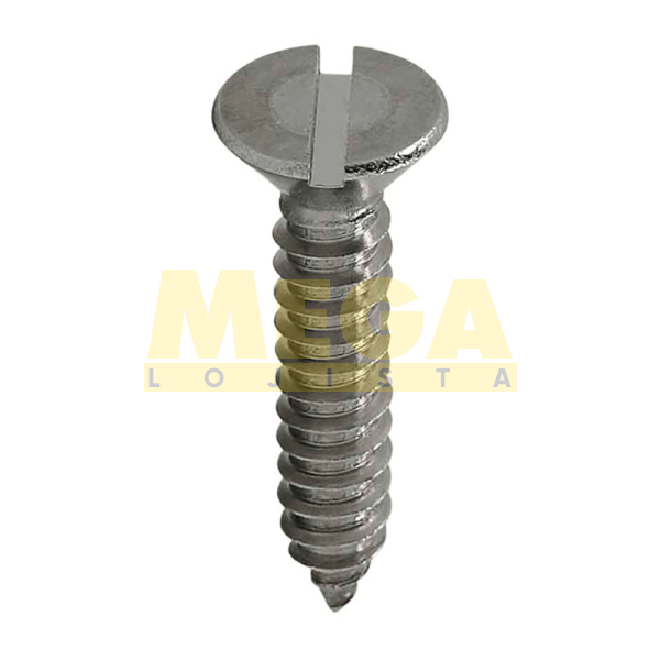 PARAFUSO AUTO ATARRAXANTE CABEÇA CHATA FENDA SIMPLES 3,5 X 25 DIN 7972 INOX A2
