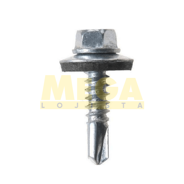 PARAFUSO AUTO BROCANTE SEXTAVADO COM ARRUELA VULCANIZADA (12X3/4") 5,5 X 19 AÇO CARBONO ZINCADO BRANCO