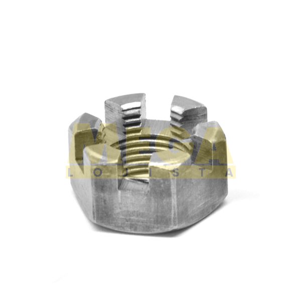 PORCA SEXTAVADA CASTELO SEM COROA 5/8" 18-UNF X CHAVE 15/16" AÇO CARBONO GRAU 2 POLIDO